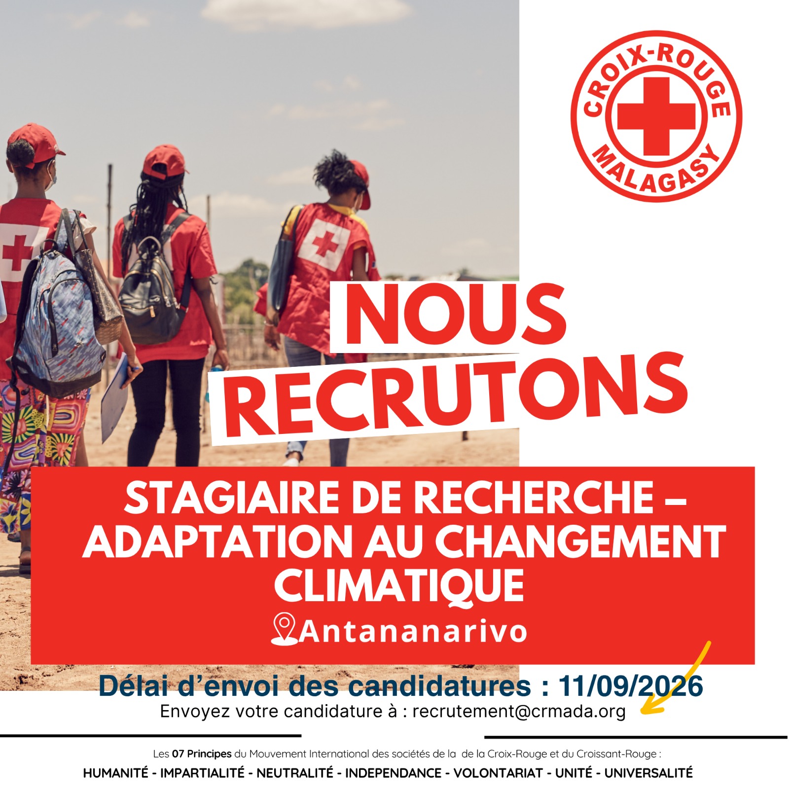 AVIS DE RECRUTEMENT « STAGIAIRE DE RECHERCHE – ADAPTATION AU CHANGEMENT CLIMATIQUE